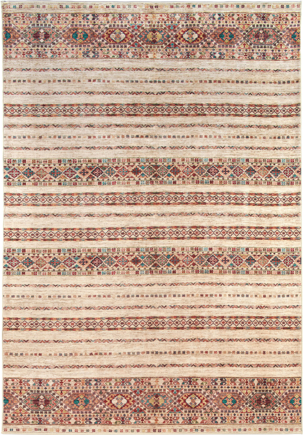 VINTAGE-TEPPICH Cortea Araqan 200/290 cm  in Terracotta, Graublau, Elfenbein  - Elfenbein/Graublau, LIFESTYLE, Kunststoff/Textil (200/290cm) - Lindorug