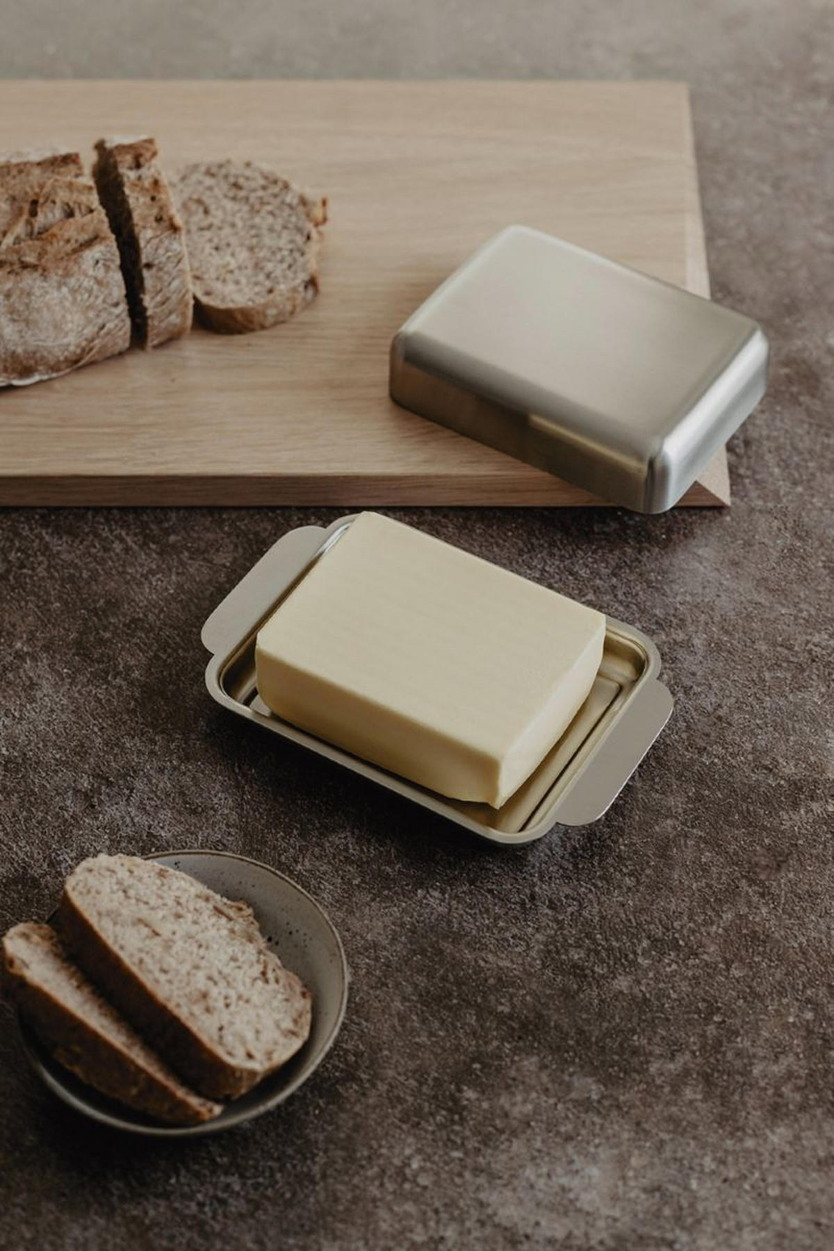 BUTTERDOSE Metall Bevo  - Edelstahlfarben, KONVENTIONELL, Metall (16/10,5cm) - Zack