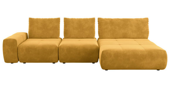 ECKSOFA in Velours Currygelb 347/174 cm - Currygelb/Schwarz, Design, Kunststoff/Textil (347/174cm) - Xora