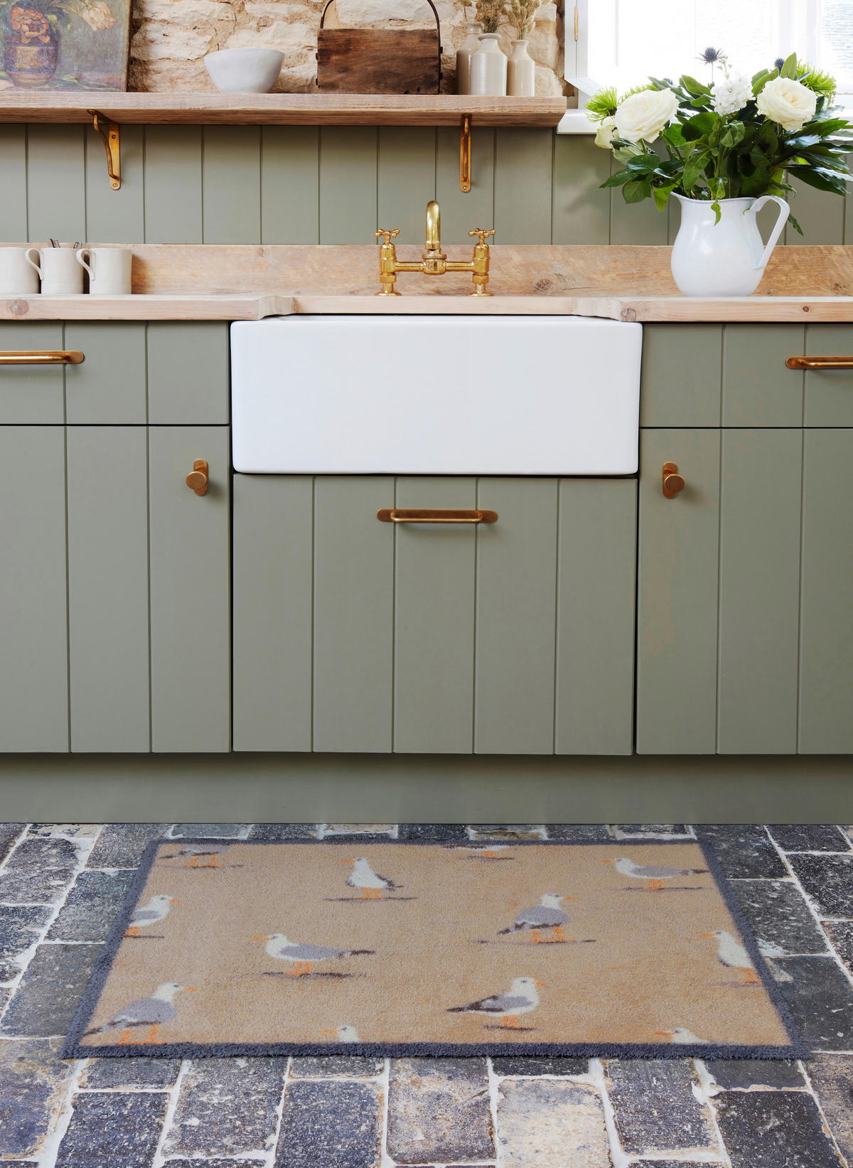 FUßMATTE 60/85 cm Shore Birds Neutral  - Braun, ROMANTIK / LANDHAUS, Kunststoff/Textil (60/85cm) - wash+dry