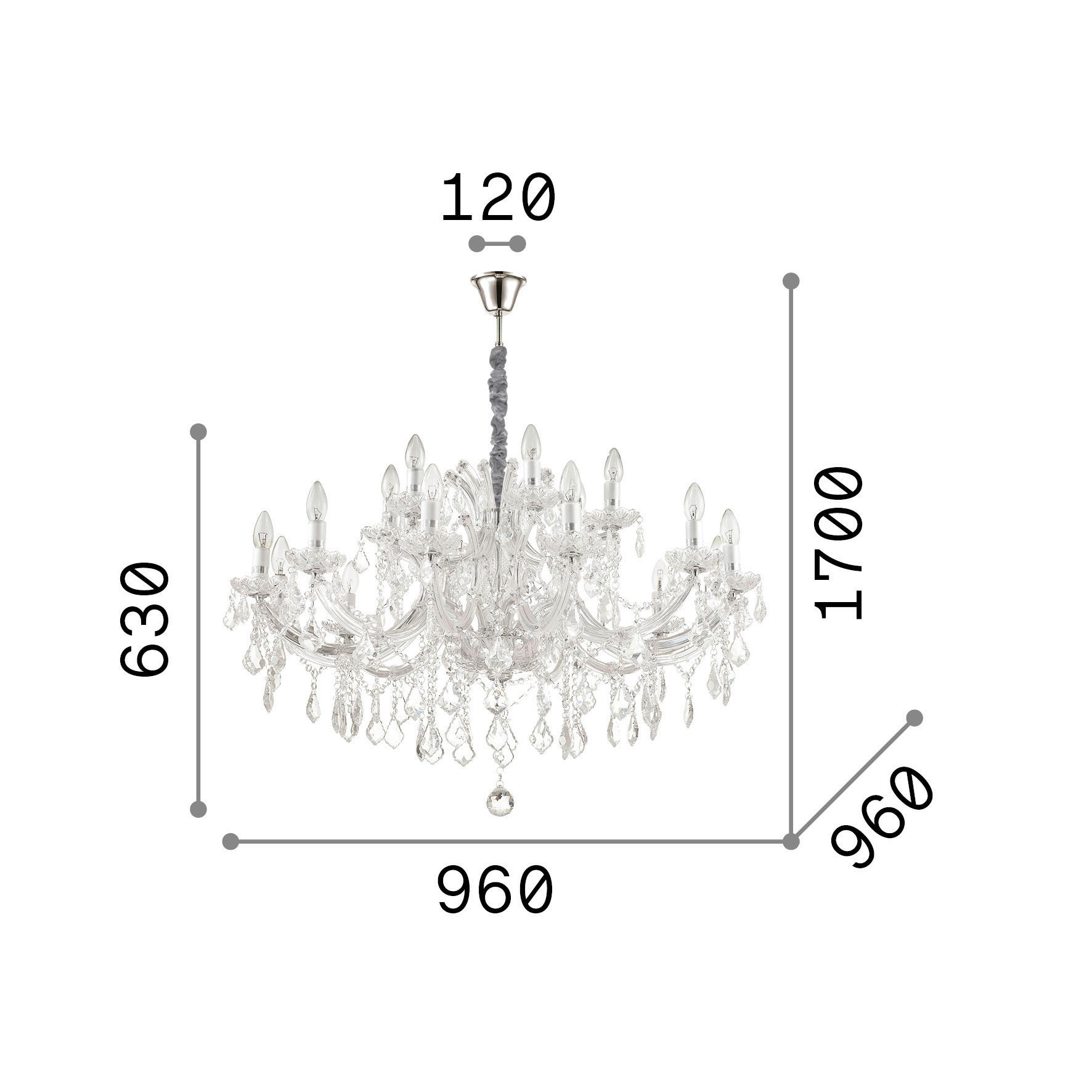 HÄNGELEUCHTE Napoleon 96/88-170 cm   - Goldfarben, KONVENTIONELL, Glas (96/88-170cm) - Ideal Lux
