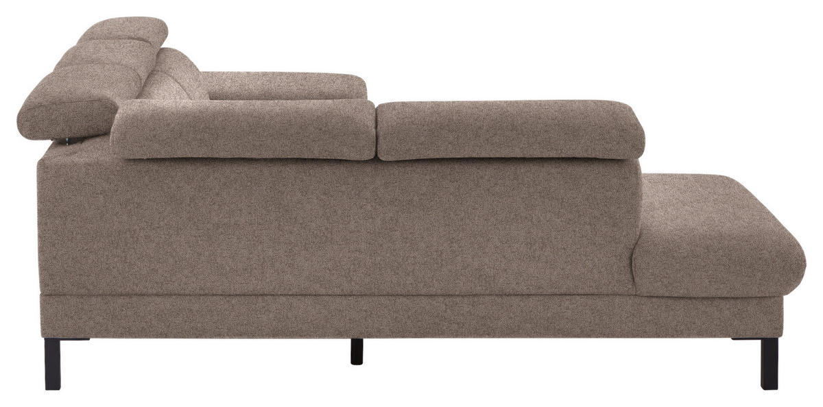 ECKSOFA in Flachgewebe Taupe  - Taupe/Schwarz, Design, Holzwerkstoff/Textil (217/272cm) - Pure Home Comfort