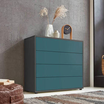 KOMMODE Mailand Typ 3  in 79/73/33 cm  - Anthrazit/Petrol, MODERN, Holzwerkstoff/Kunststoff (79/73/33cm) - MID.YOU