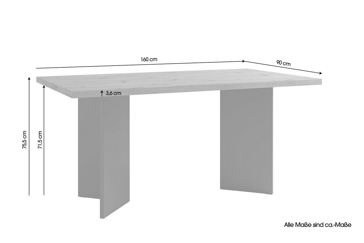 ESSTISCH rechteckig Anthrazit, Eichefarben  - Eichefarben/Anthrazit, MODERN, Holzwerkstoff (160/90/75,5cm) - MID.YOU