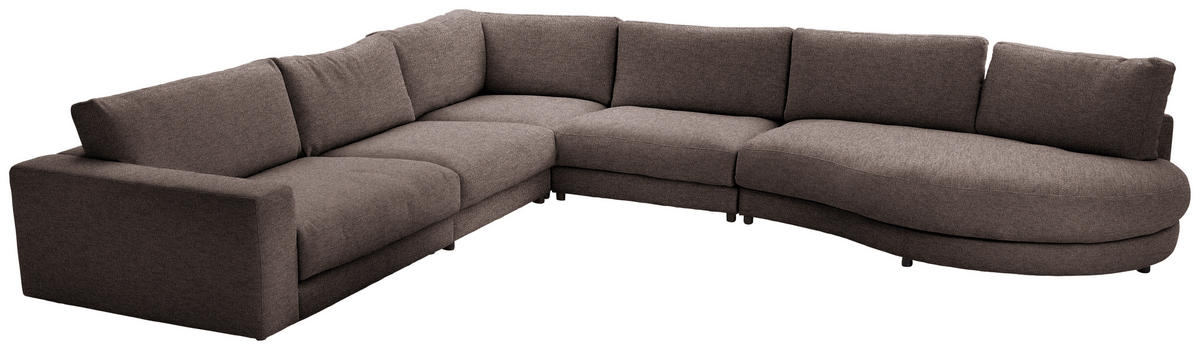 ECKSOFA in Flachgewebe Braun  - Schwarz/Braun, Design, Kunststoff/Textil (365/425cm) - Lomoco