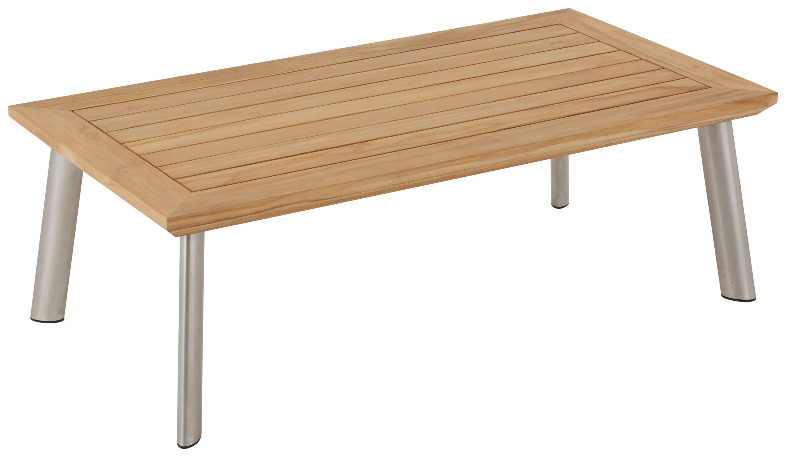 LOUNGETISCH 120/65/40 cm Holz, Metall Edelstahlfarben, Teakfarben rechteckig  - Edelstahlfarben/Teakfarben, Modern, Holz/Metall (120/65/40cm) - Amatio