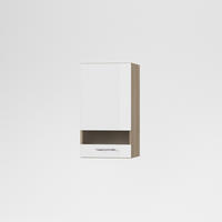 KONYHAI FALISZEKRÉNY - tölgyfa színű/magasfényű fehér, Basics, üveg/fa (40/72/33cm) - Carryhome