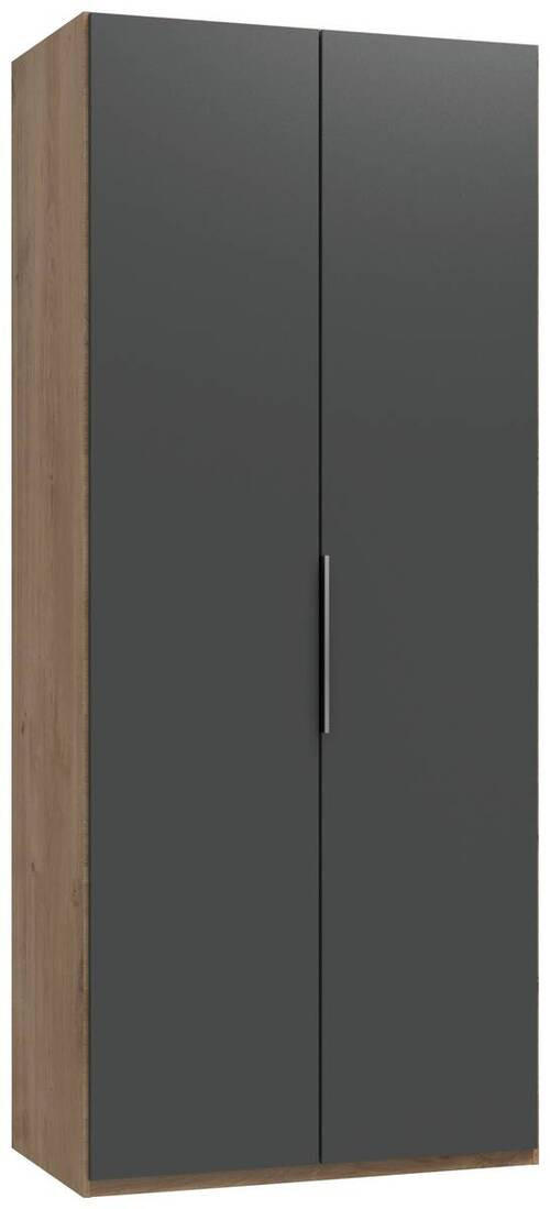 DREHTÜRENSCHRANK  in Eichefarben, Graphitfarben  - Chromfarben/Eichefarben, MODERN, Holzwerkstoff/Metall (100/236/58cm) - MID.YOU