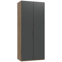 DREHTÜRENSCHRANK in Graphitfarben, Eichefarben  - Chromfarben/Eichefarben, Modern, Holzwerkstoff/Metall (100/236/58cm) - MID.YOU