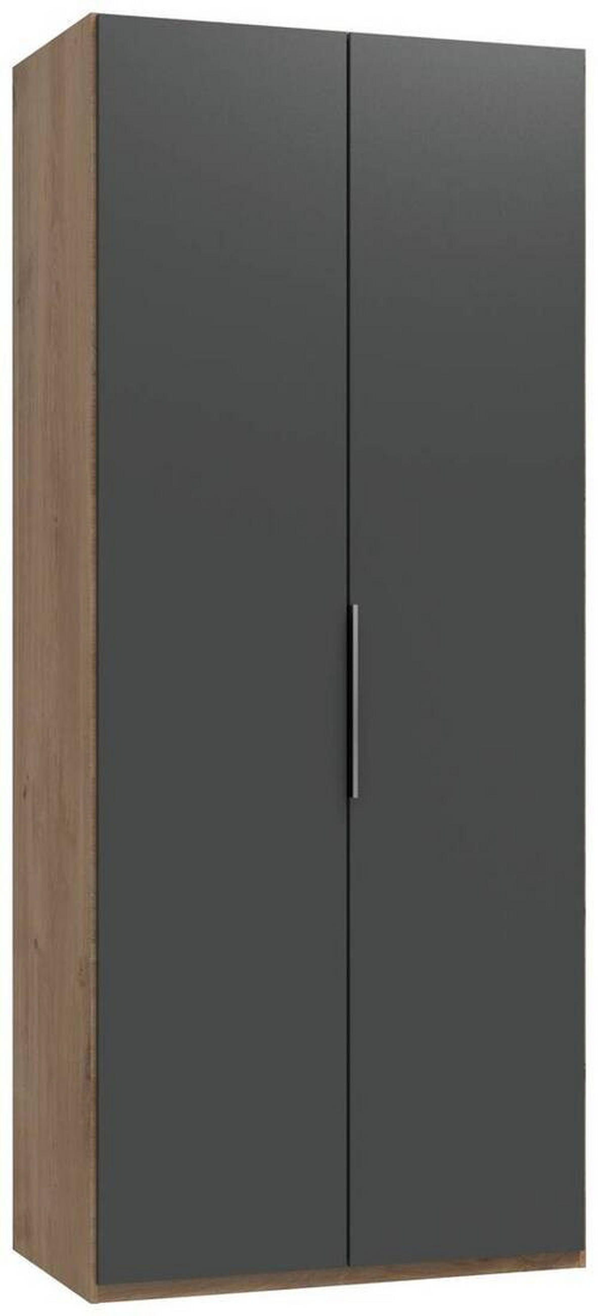 DREHTÜRENSCHRANK in Graphitfarben, Eichefarben  - Chromfarben/Eichefarben, Modern, Holzwerkstoff/Metall (100/236/58cm) - MID.YOU