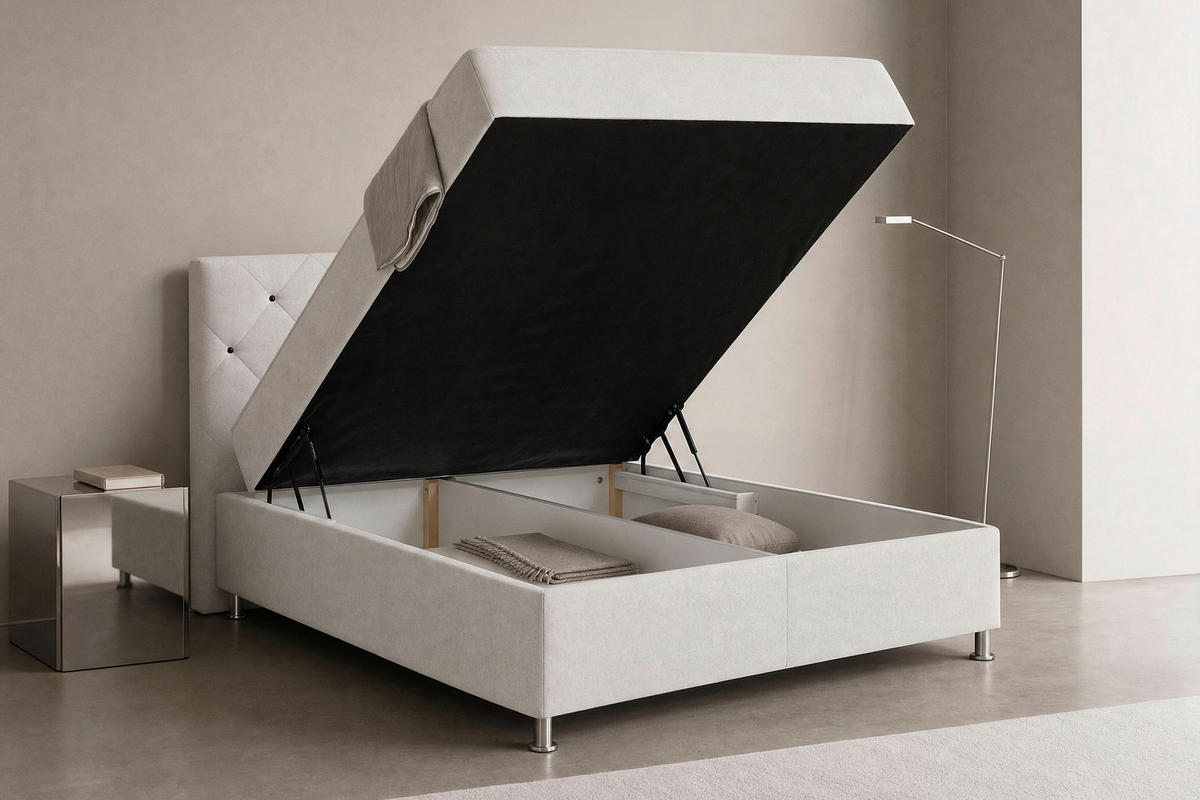 BOXBETT 180/200 cm  in Naturfarben  - Chromfarben/Naturfarben, Design, Kunststoff/Textil (180/200cm) - Boxxx