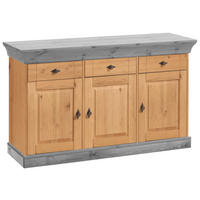 SIDEBOARD  143/85/45 cm 3 Schublade(n)  - Laugenfarbig/Grau, ROMANTIK / LANDHAUS, Holz/Metall (143/85/45cm) - Boxxx