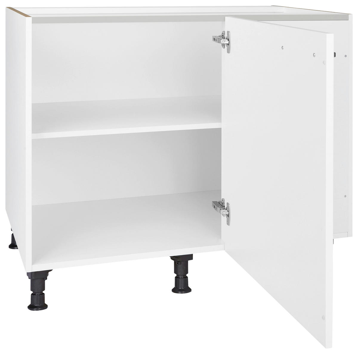 ECKUNTERSCHRANK 125/87/65 cm  - Edelstahlfarben/Weiß, MODERN, Holzwerkstoff/Metall (125/87/65cm) - Nobilia