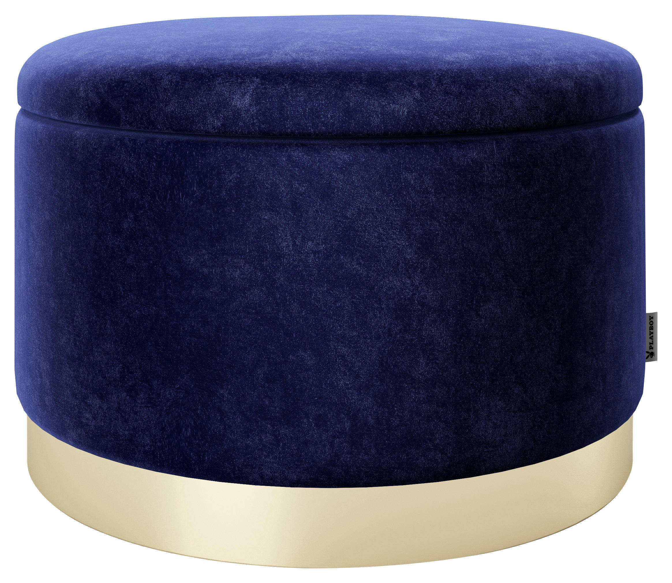 HOCKER Samt Blau  - Blau/Goldfarben, LIFESTYLE, Textil (55/35/55cm) - Playboy