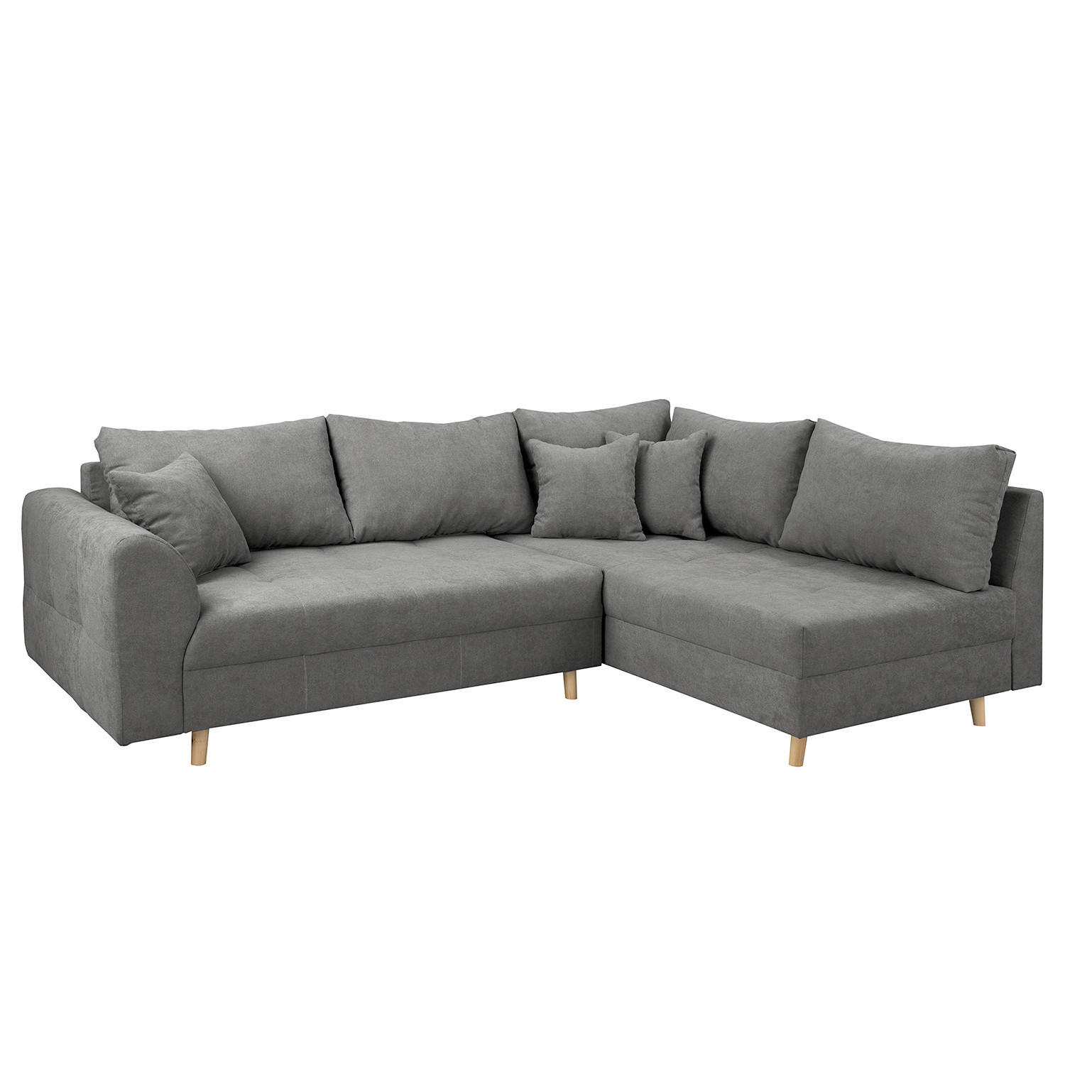 ECKSOFA Mikrofaser Dunkelgrau  - Dunkelgrau/Naturfarben, Design, Holz/Textil (231/161cm) - P & B