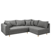 ECKSOFA Ariella Dunkelgrau Mikrofaser Rückenkissen  - Dunkelgrau/Naturfarben, Design, Holz/Textil (231/161cm) - P & B
