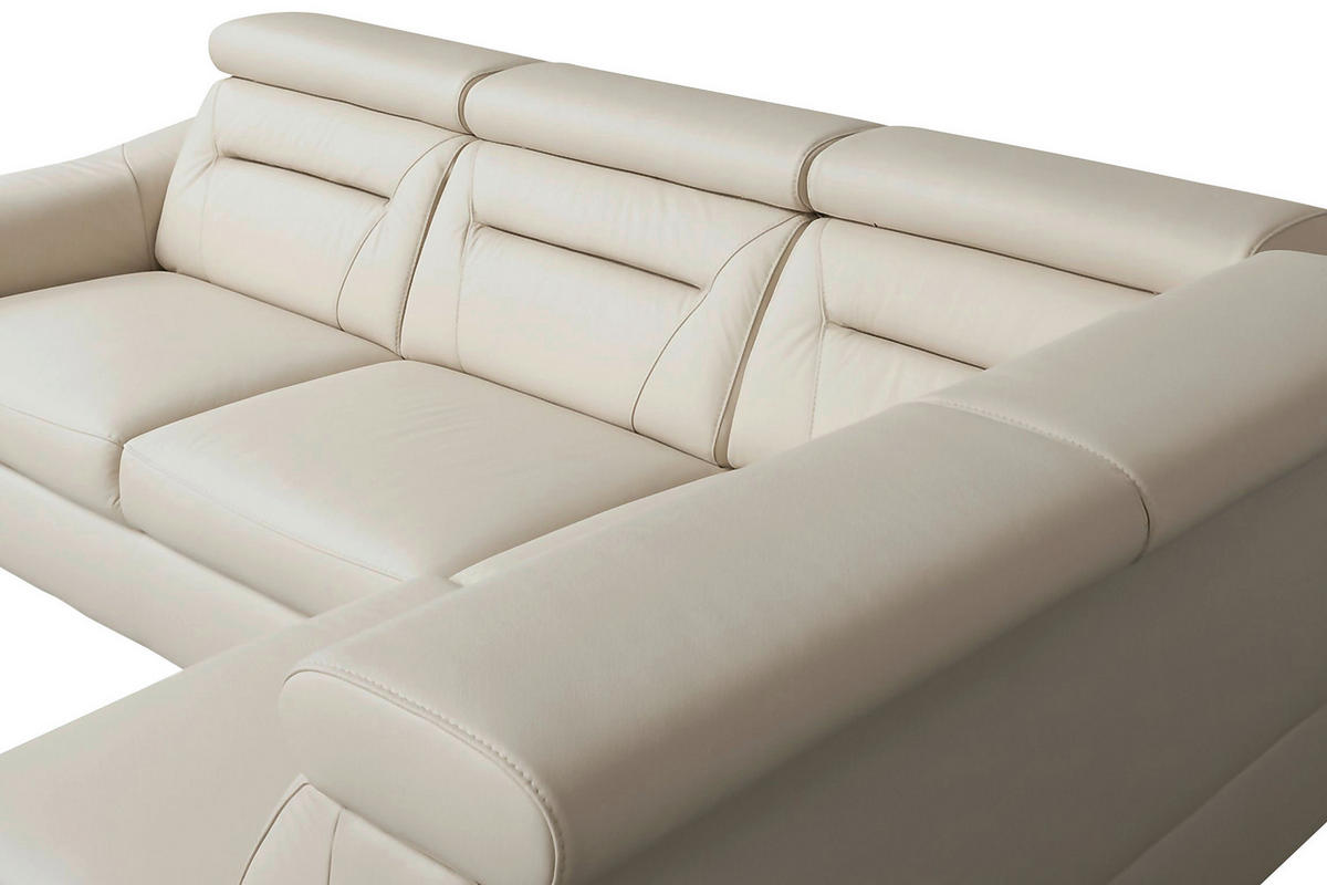 ECKSOFA Lederlook Echtleder Creme  - Wengefarben/Creme, Design, Leder/Holz (212/260cm) - Celina Home