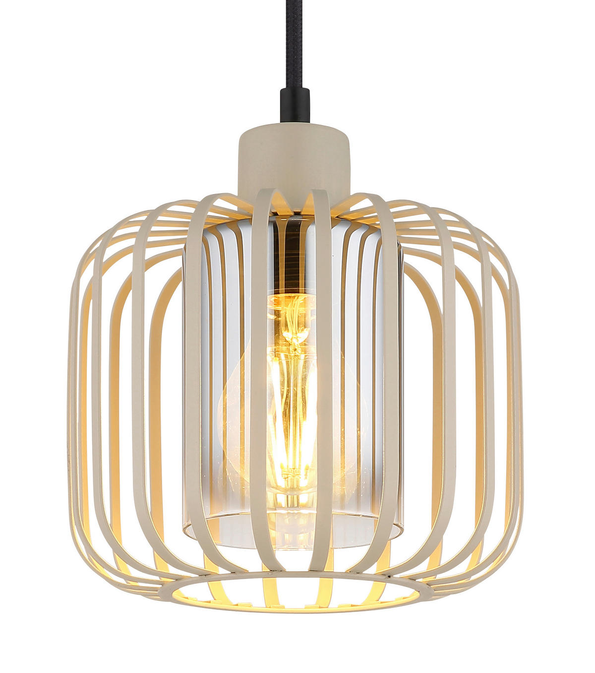 HÄNGELEUCHTE 18/120 cm  - Sandfarben/Klar, Design, Glas/Textil (18/120cm) - Globo
