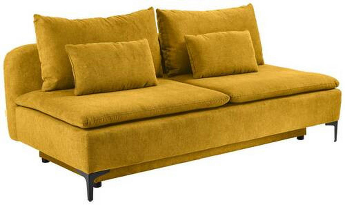 SCHLAFSOFA in Flachgewebe Gelb  - Gelb/Schwarz, Design, Textil/Metall (203/75/100cm) - MID.YOU