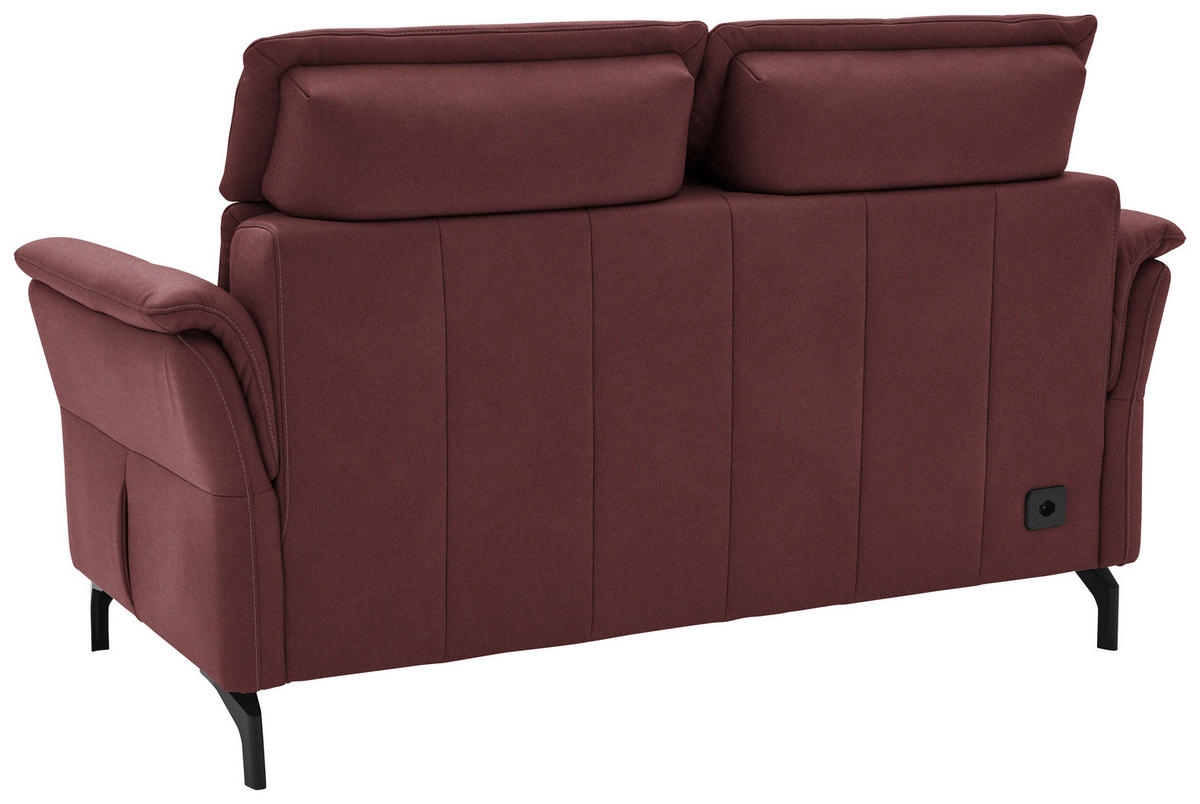 2-SITZER-SOFA in Echtleder Bordeaux  - Bordeaux/Schwarz, Konventionell, Leder/Metall (178/103/92cm) - Dieter Knoll