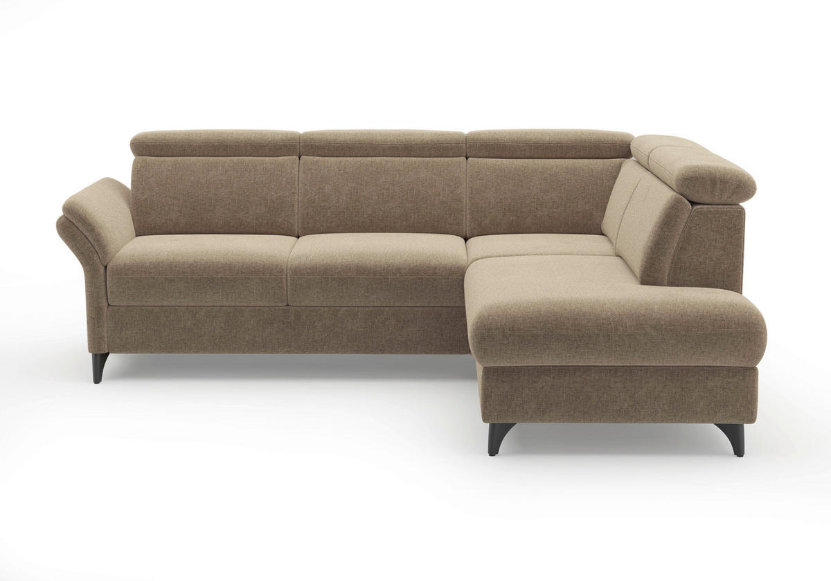 ECKSOFA Flachgewebe Hellbraun  - Hellbraun/Schwarz, Konventionell, Textil/Metall (247/193cm) - Sit & More