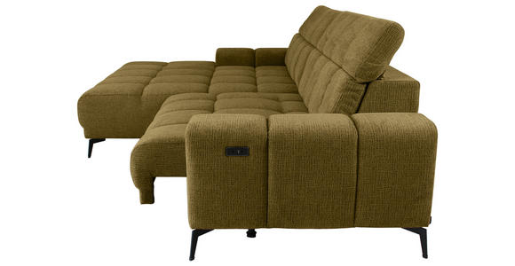 ECKSOFA inkl.Funktionen Olivgrün Chenille  - Schwarz/Olivgrün, MODERN, Textil/Metall (195/300cm) - Xora