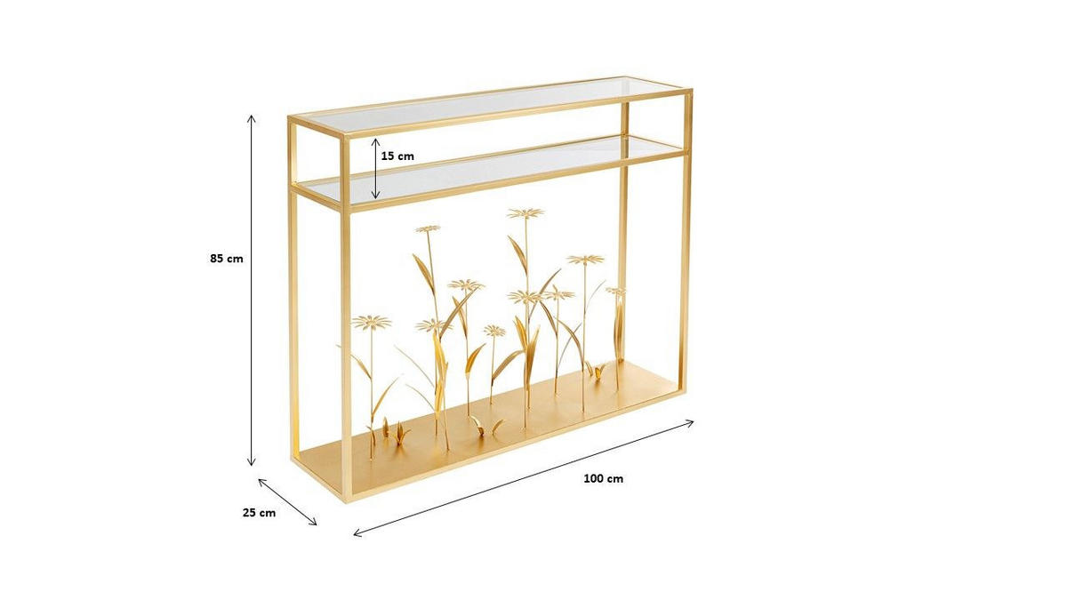 KONSOLENTISCH Goldfarben  - Goldfarben, Design, Glas/Metall (100/25/85cm) - Kare-Design