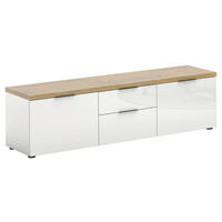 LOWBOARD  in 180/49/43 cm  - Eichefarben/Weiß Hochglanz, Design, Holzwerkstoff/Kunststoff (180/49/43cm) - Xora