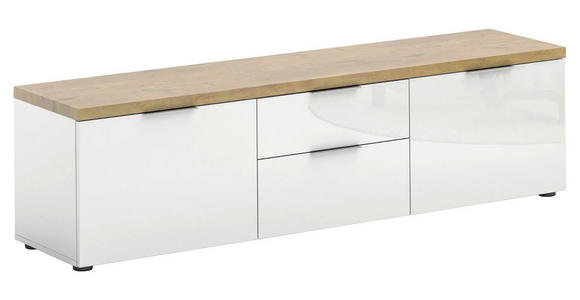 LOWBOARD  in 180/49/43 cm  - Eichefarben/Weiß Hochglanz, Design, Holzwerkstoff/Kunststoff (180/49/43cm) - Xora