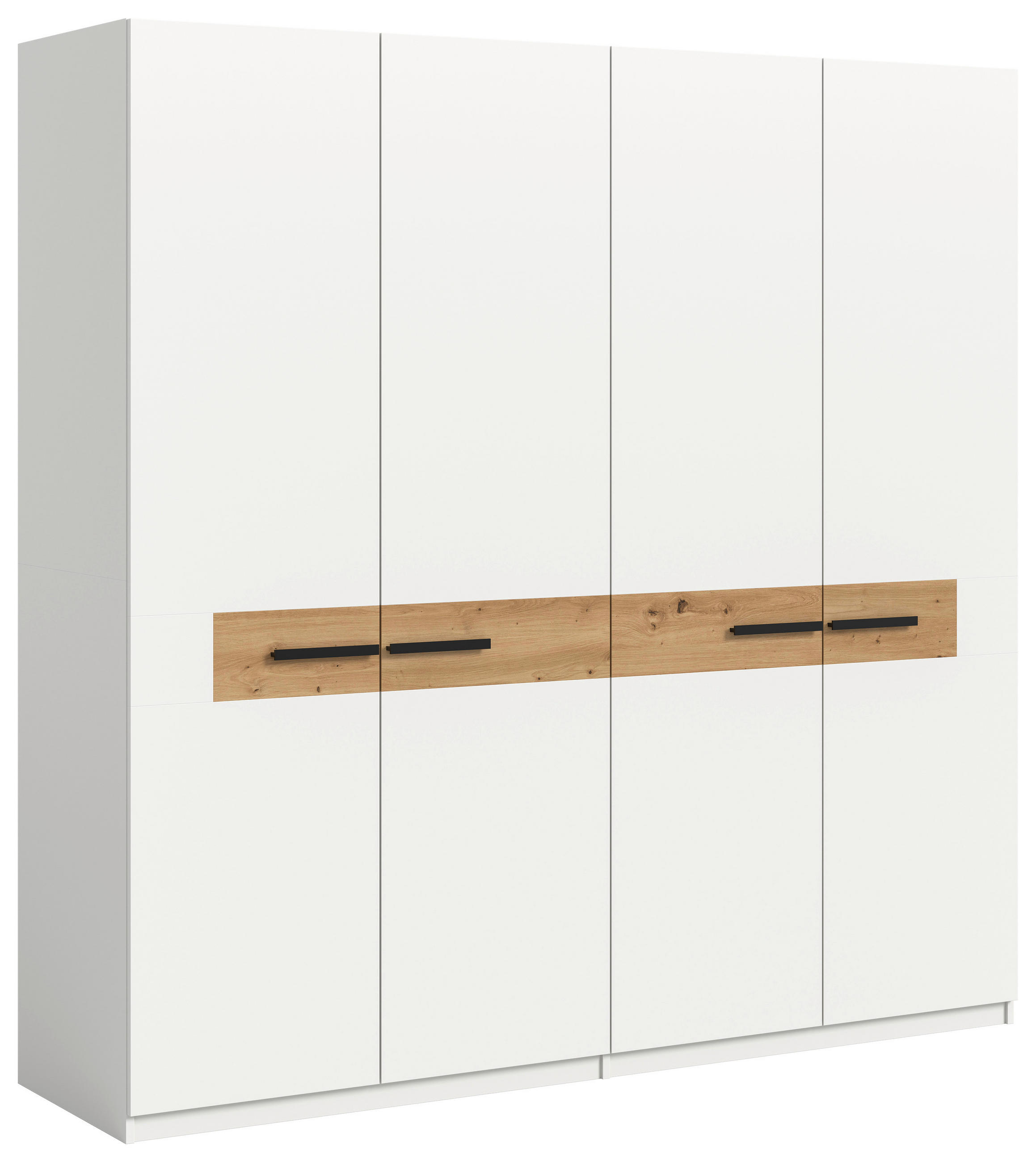 DREHTÜRENSCHRANK 200/201/55 cm,  in Weiß, Eiche Artisan, 4-türig  - Schwarz/Weiß, ROMANTIK / LANDHAUS, Holzwerkstoff/Kunststoff (200/201/55cm) - Livetastic