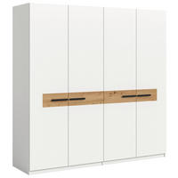 DREHTÜRENSCHRANK 200/201/55 cm,  in Weiß, Eiche Artisan, 4-türig  - Schwarz/Weiß, ROMANTIK / LANDHAUS, Holzwerkstoff/Kunststoff (200/201/55cm) - Livetastic