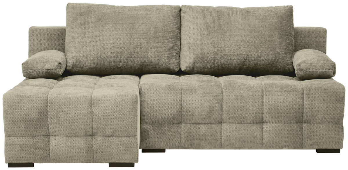 ECKSOFA in Chenille Beige  - Beige/Schwarz, MODERN, Kunststoff/Textil (145/204cm) - home24