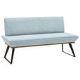 SITZBANK 160/87/64 cm Webstoff Hellblau, Eichefarben, Schwarz Eiche massiv Metall  - Eichefarben/Schwarz, Design, Holz/Textil (160/87/64cm) - Voleo