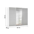 SCHWEBETÜRENSCHRANK 301/223/68 cm 3-türig Grau, Weiß  - Weiß/Grau, KONVENTIONELL, Glas/Holzwerkstoff (301/223/68cm) - Novel