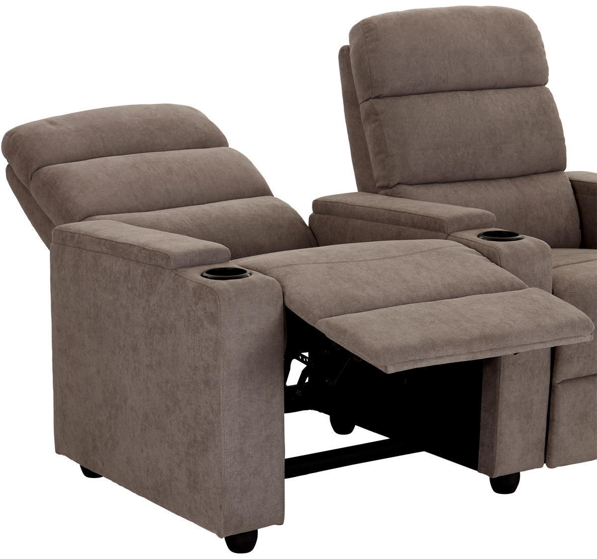 HEIMKINO-SOFA Mikrofaser Grau  - Schwarz/Grau, KONVENTIONELL, Kunststoff/Textil (164/107/90cm) - MID.YOU