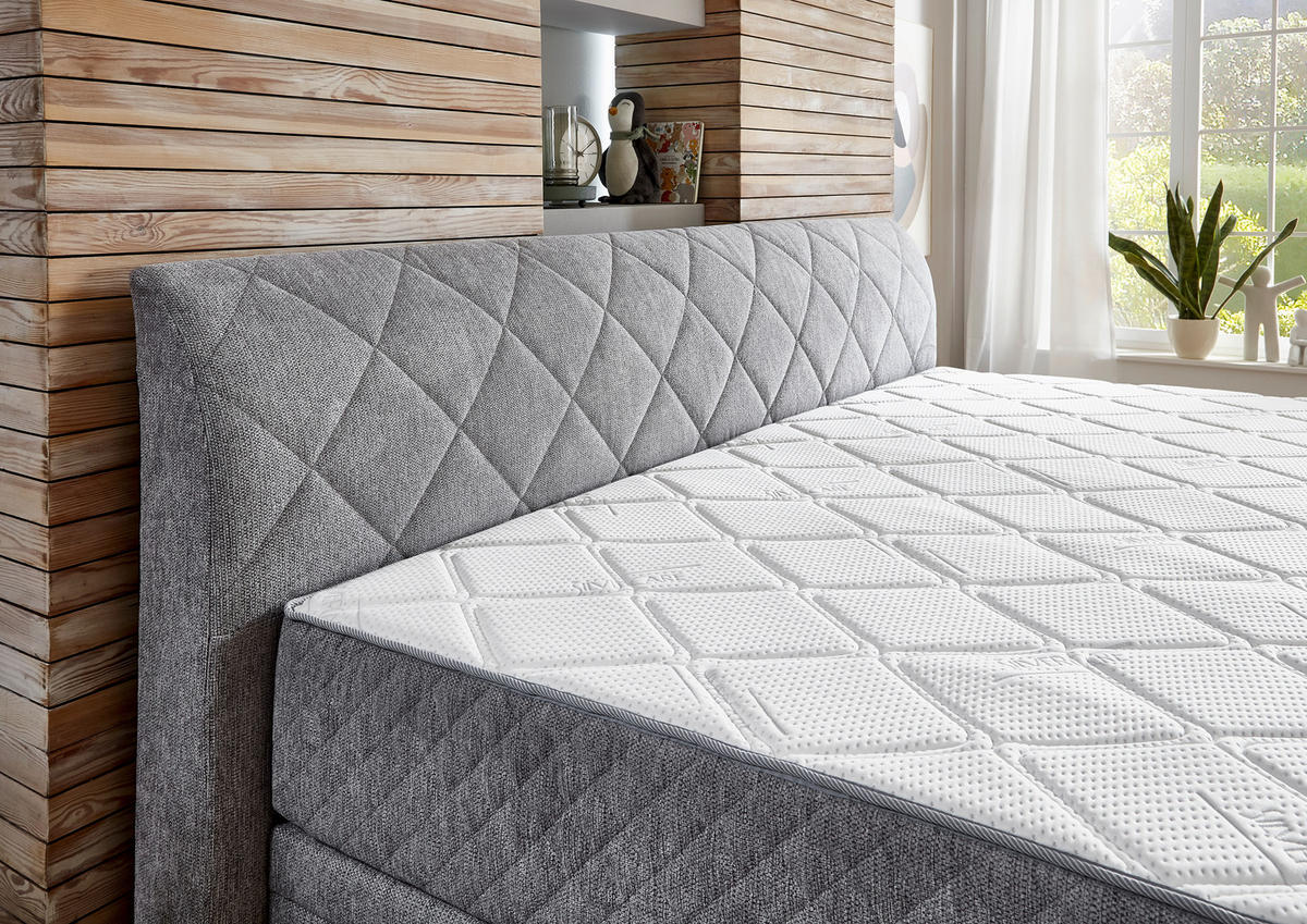 FAMILIENBETT - Chromfarben/Grau, KONVENTIONELL, Kunststoff/Textil (240/200cm) - Boxxx