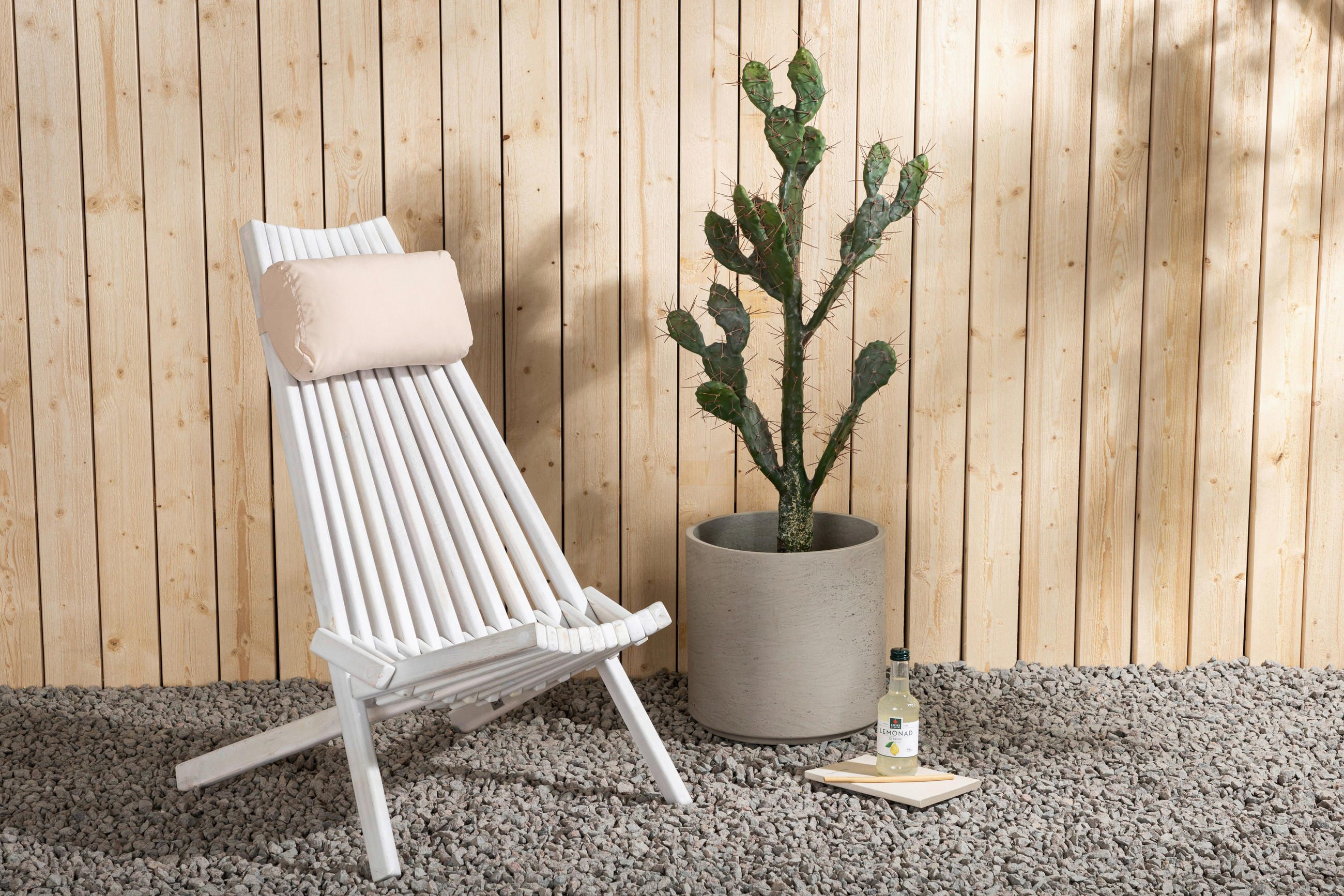 STRANDSTUHL Akazie Weiß  - Weiß, KONVENTIONELL, Holz (57/79/73cm) - Gardenson