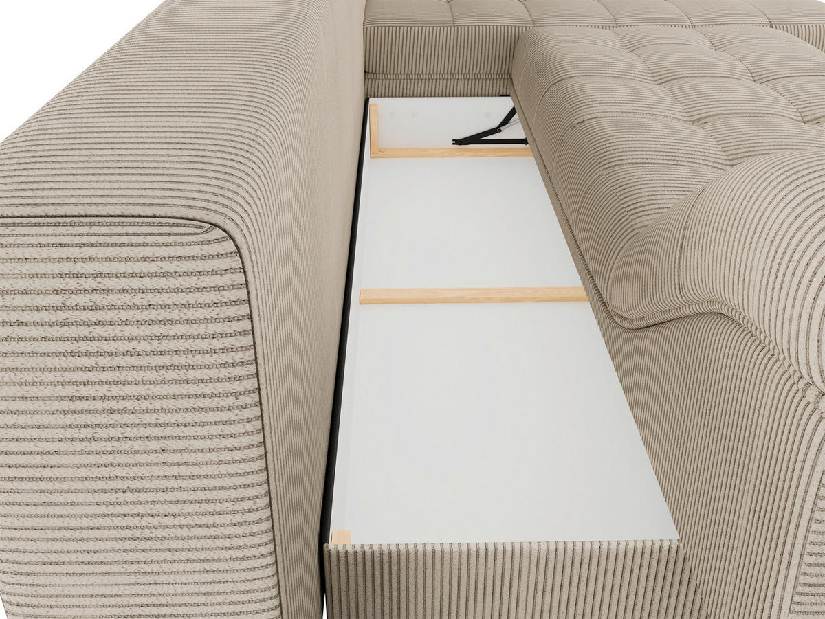 ECKSOFA in Cord Creme  - Creme/Schwarz, Design, Textil (276/177cm) - MID.YOU