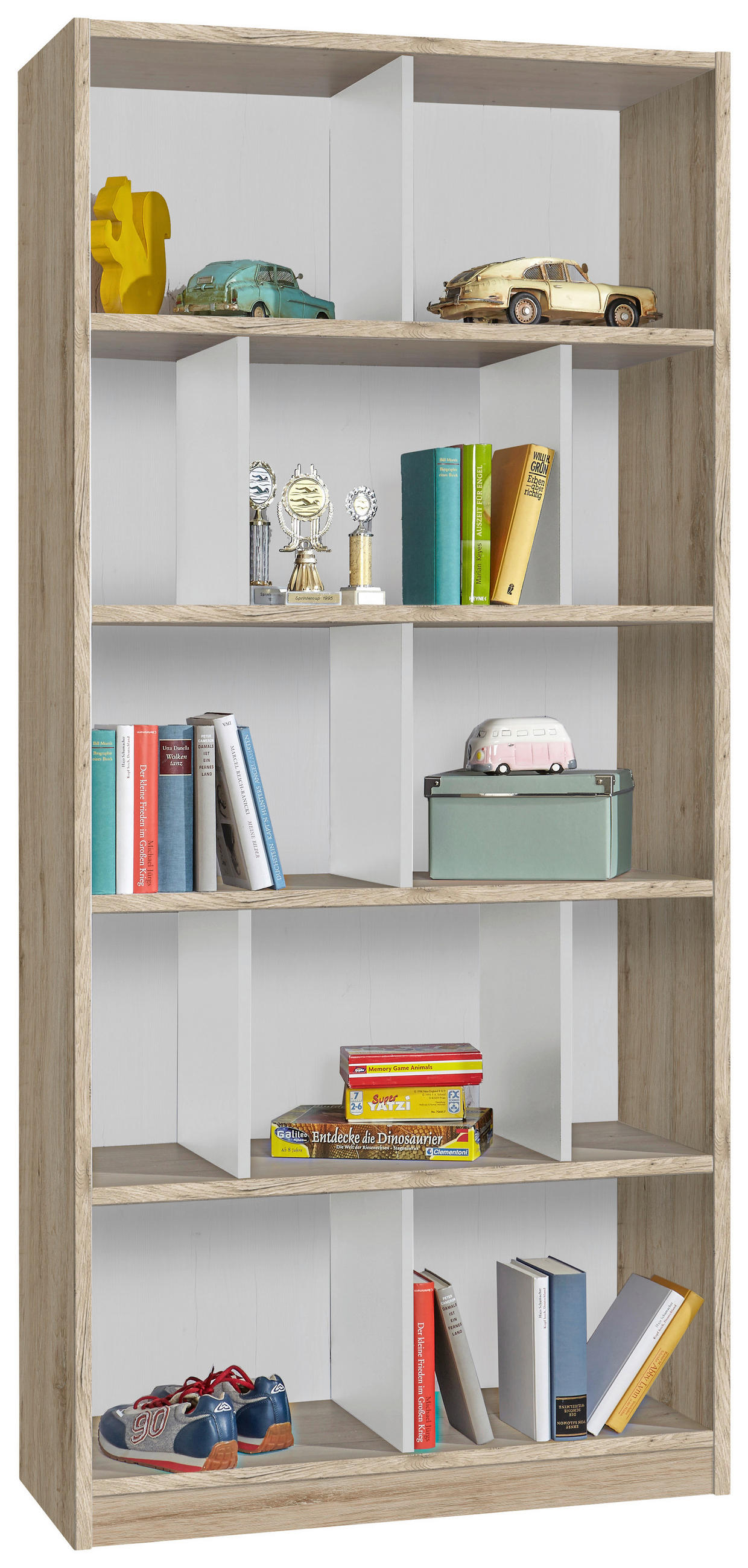 REGAL Weiß, Eiche San Remo  - Weiß/Eiche San Remo, KONVENTIONELL, Holzwerkstoff (90/197/38cm) - Boxxx