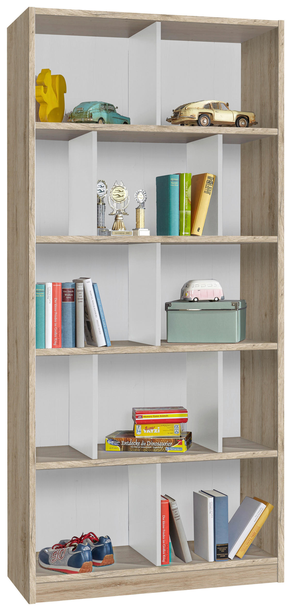 REGAL  90/197/38 cm Weiß, Eiche San Remo  - Weiß/Eiche San Remo, KONVENTIONELL, Holzwerkstoff (90/197/38cm) - Carryhome