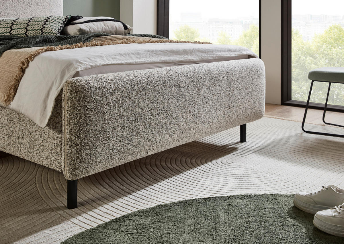 POLSTERBETT 140/200 cm  in Beige  - Beige/Schwarz, Design, Textil/Metall (140/200cm) - Xora