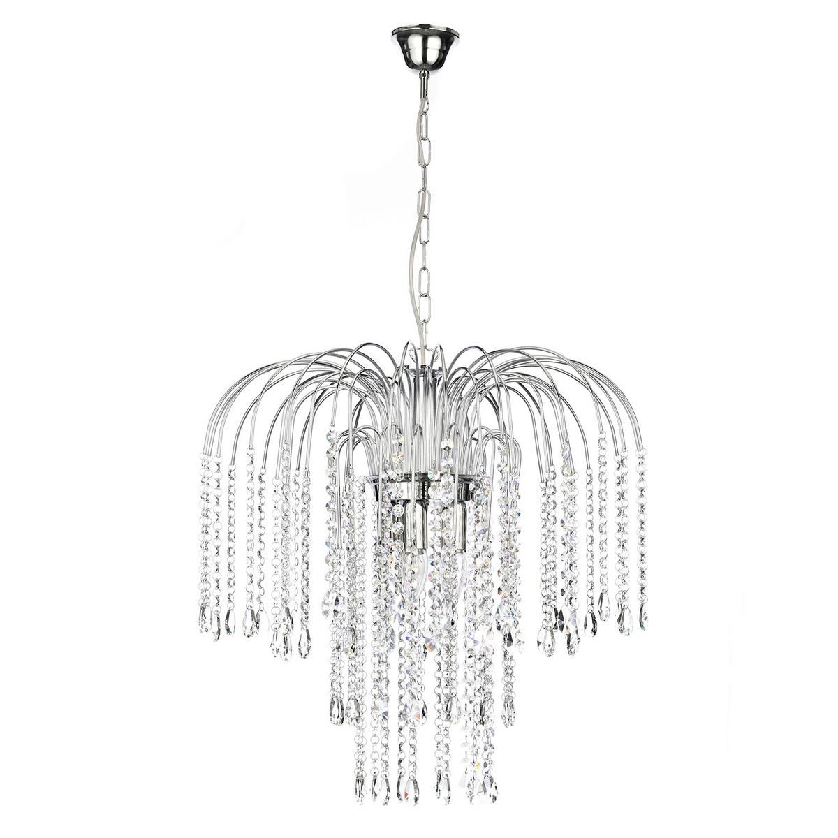 KRISTALL-HÄNGELEUCHTE 50/110 cm   - Chromfarben, KONVENTIONELL, Glas/Metall (50/110cm)