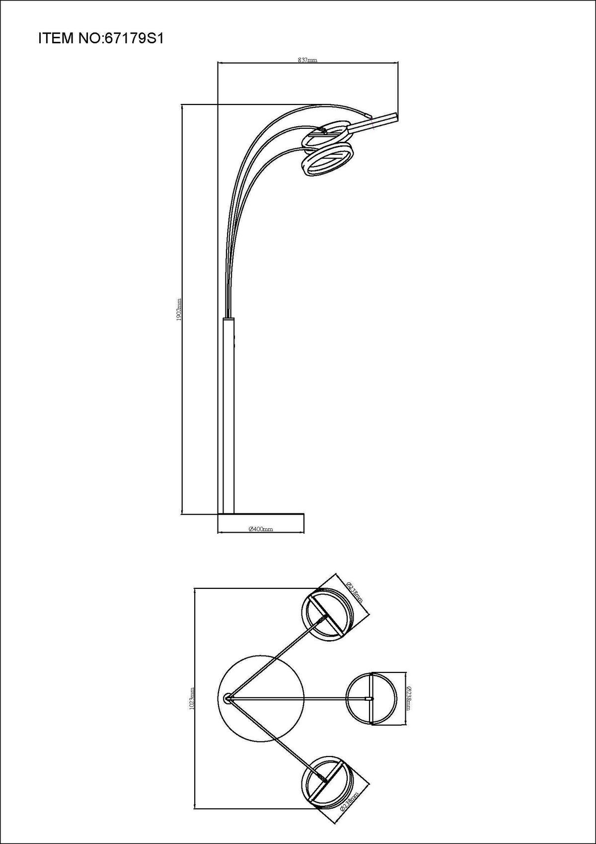 LED-GOLVLAMPA DELLA 83,7/102,3/190,2 cm    - klar/vit, Design, metall/plast (83,7/102,3/190,2cm) - Globo