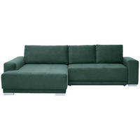 ECKSOFA inkl. Funktionen in Flachgewebe Dunkelgrün  - Dunkelgrün/Silberfarben, Design, Holz/Textil (195/293cm) - Cantus