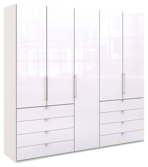 FALTTÜRENSCHRANK 250/236/58 cm 5-türig Weiß  - Chromfarben/Weiß, KONVENTIONELL, Glas/Holzwerkstoff (250/236/58cm) - Venda