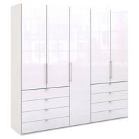 FALTTÜRENSCHRANK 250/236/58 cm 5-türig Weiß  - Chromfarben/Weiß, KONVENTIONELL, Glas/Holzwerkstoff (250/236/58cm) - Venda