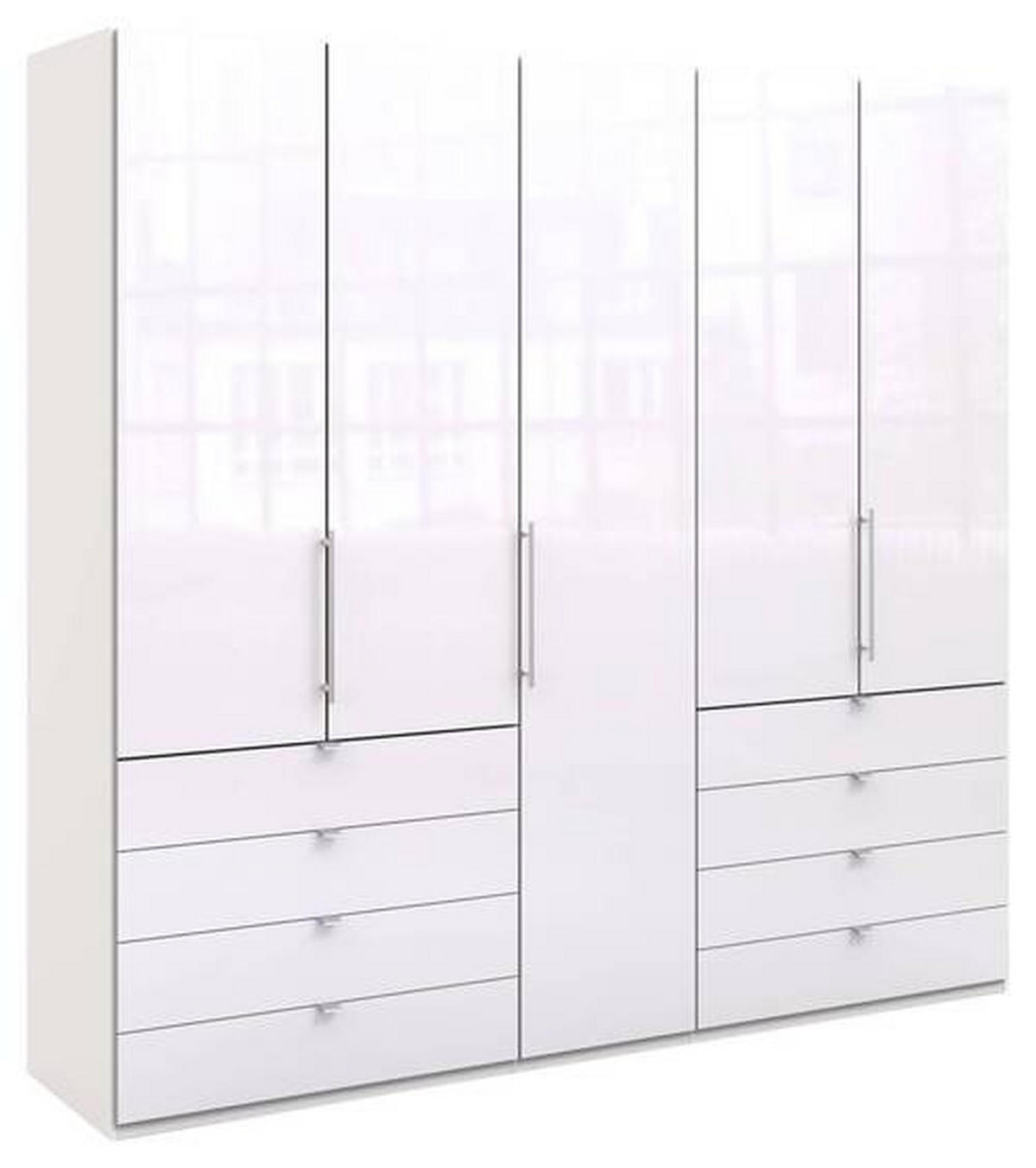 FALTTÜRENSCHRANK 250/236/58 cm 5-türig Weiß  - Chromfarben/Weiß, KONVENTIONELL, Glas/Holzwerkstoff (250/236/58cm) - Venda