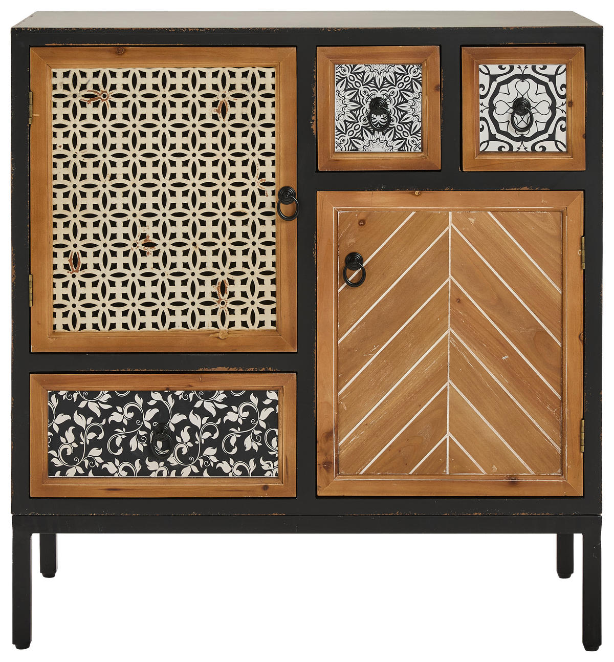 BYRÅ 80/84/38 cm  - svart/multicolor, Romantik / Lanthus, metall/trämaterial (80/84/38cm) - Landscape