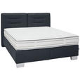 BOXSPRINGBETT 200/200 cm  in Dunkelblau  - Chromfarben/Dunkelblau, KONVENTIONELL, Textil (200/200cm) - Dieter Knoll