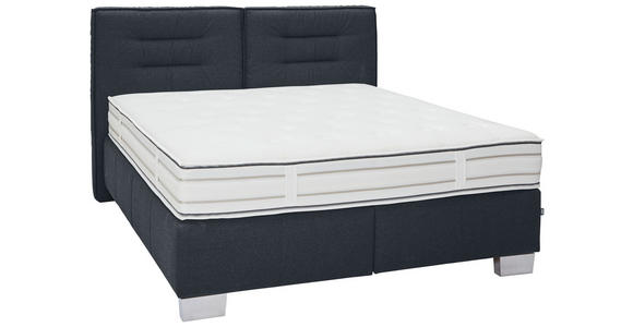 BOXSPRINGBETT 200/200 cm  in Dunkelblau  - Chromfarben/Dunkelblau, KONVENTIONELL, Textil (200/200cm) - Dieter Knoll